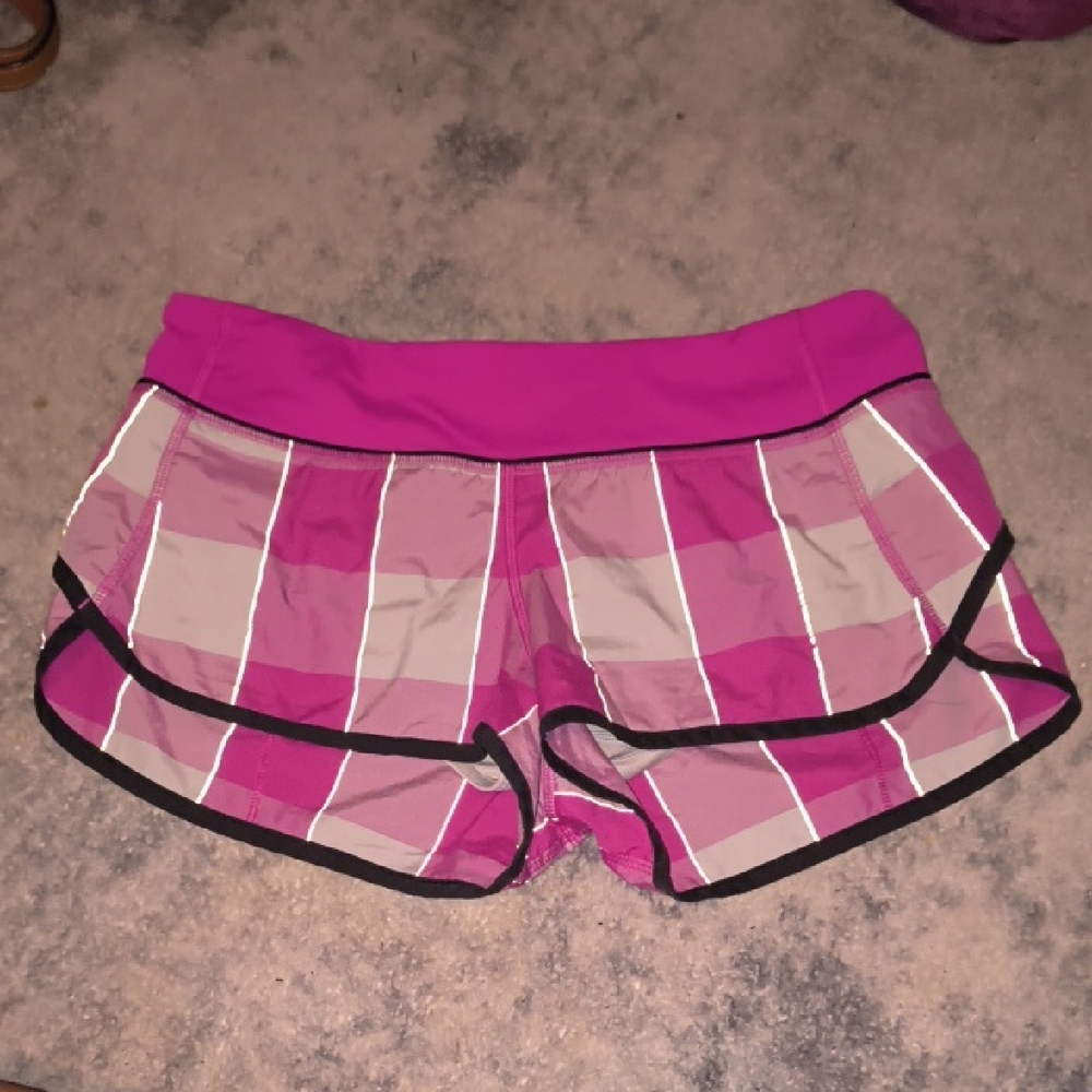 lululemon athletica | Pink and Beige Striped Athletic Shorts